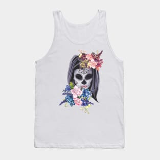 Skull Flower dia de los Muertos Tank Top